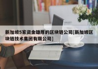 新加坡5家资金雄厚的区块链公司[新加坡区块链技术集团有限公司]